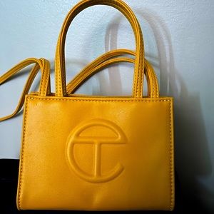 Telfar mustard small shopping bag tote